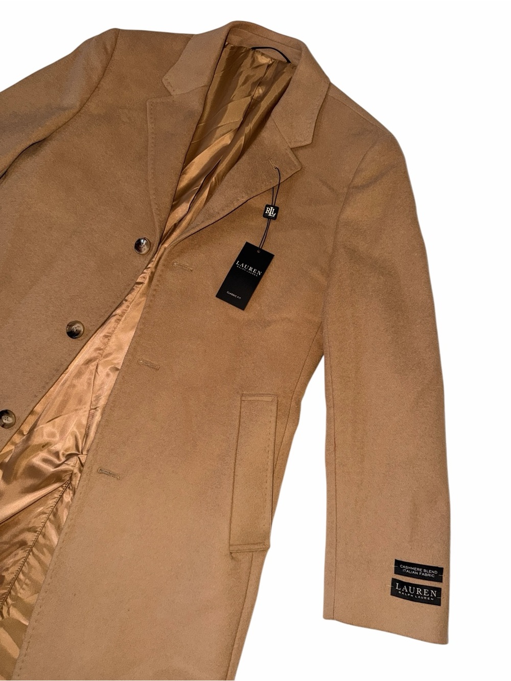 NWT Lauren Ralph Lauren Luther Men's Camel Wool Blend Topcoat Overcoat MSRP $495 - Picture 2 of 7